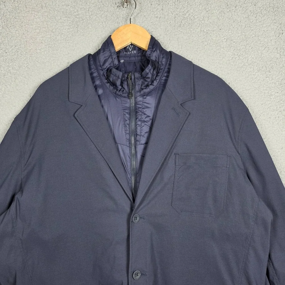 Eddie Bauer Travex Sport Coat Mens Sz 50R Navy Hybrid Light Puffer Vest Utility
